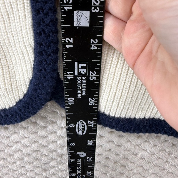 Rag & Bone Striped Cardigan Women Small Ivory Navy Blue Merino Wool Gold Button - Picture 10 of 11